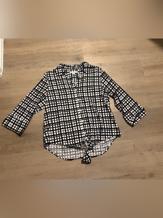 Chico's Tops - Chico's Black and White Windowpane Button-Front Shirt